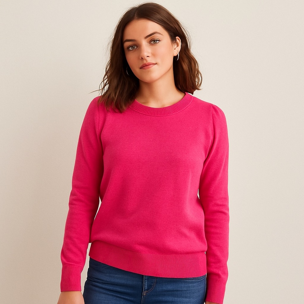 LOFT Bright Pink Crewneck Sweater Women’s Size Small